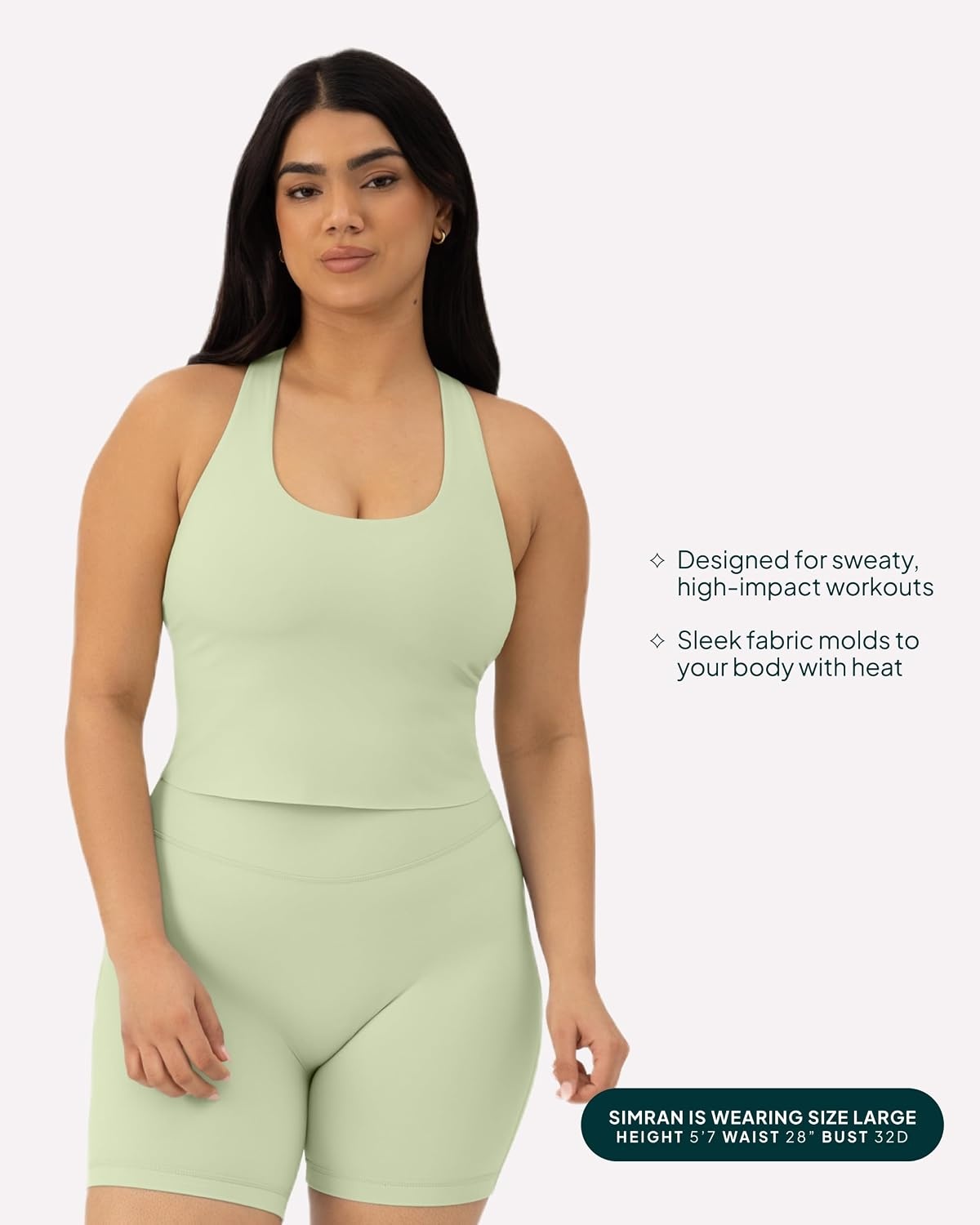 image:imagePAVOI ACTIVE Racerback Workout Tank Tops for Women Built in Bra Medium Support Scoop Athletic Tank Top Shelf Bra HiPerformPistachio