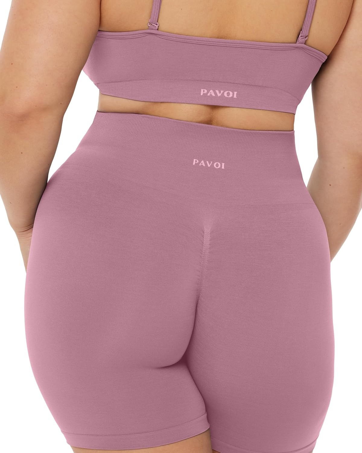 image:imagePAVOI ACTIVE Seamless Shorts Sculpting Compression High Waisted 45 amp 6 Scrunch Butt Ribbed SculptForm Biker ShortsBlush