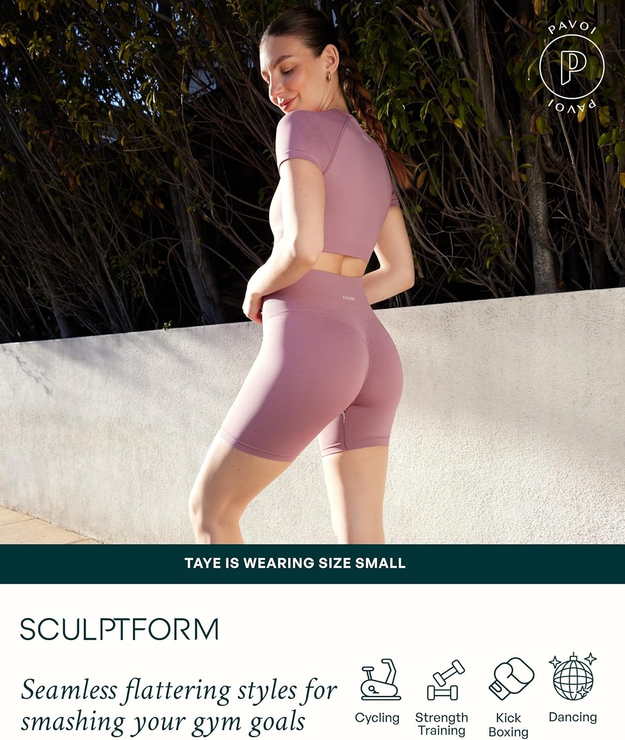 image:imagePAVOI ACTIVE Seamless Shorts Sculpting Compression High Waisted 45 amp 6 Scrunch Butt Ribbed SculptForm Biker ShortsBlush