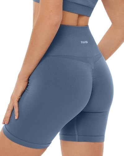 image:imagePAVOI ACTIVE Seamless Shorts Sculpting Compression High Waisted 45 amp 6 Scrunch Butt Ribbed SculptForm Biker ShortsStone