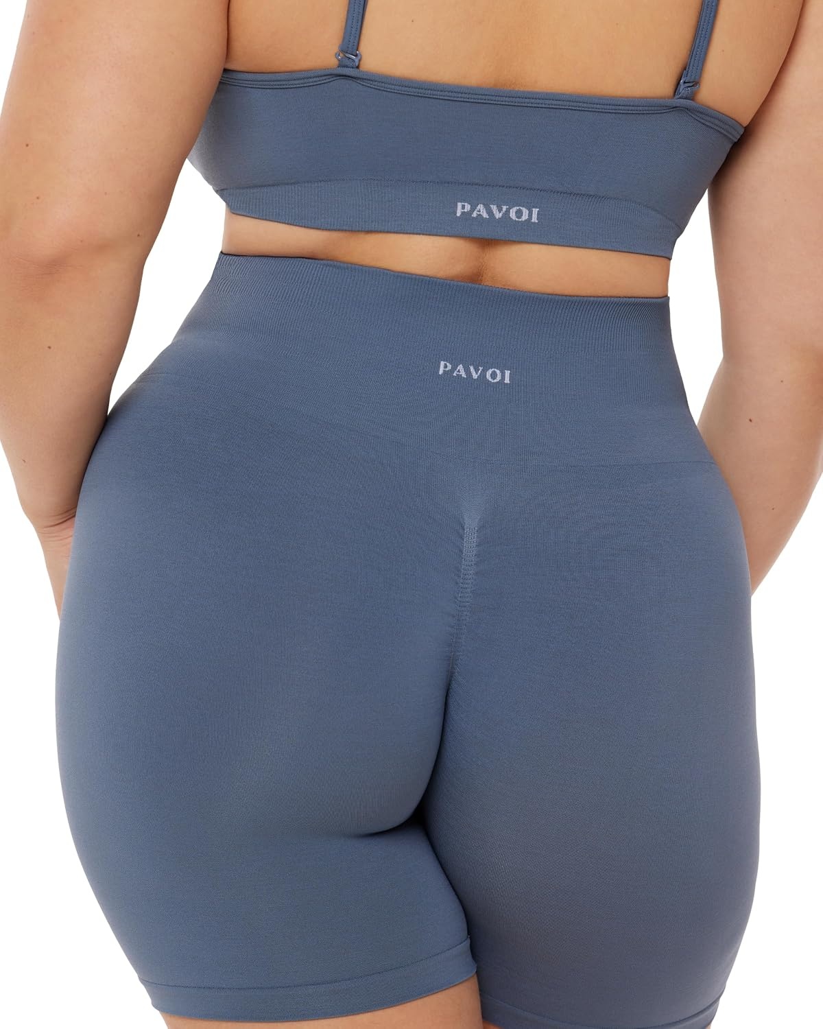 image:imagePAVOI ACTIVE Seamless Shorts Sculpting Compression High Waisted 45 amp 6 Scrunch Butt Ribbed SculptForm Biker ShortsStone