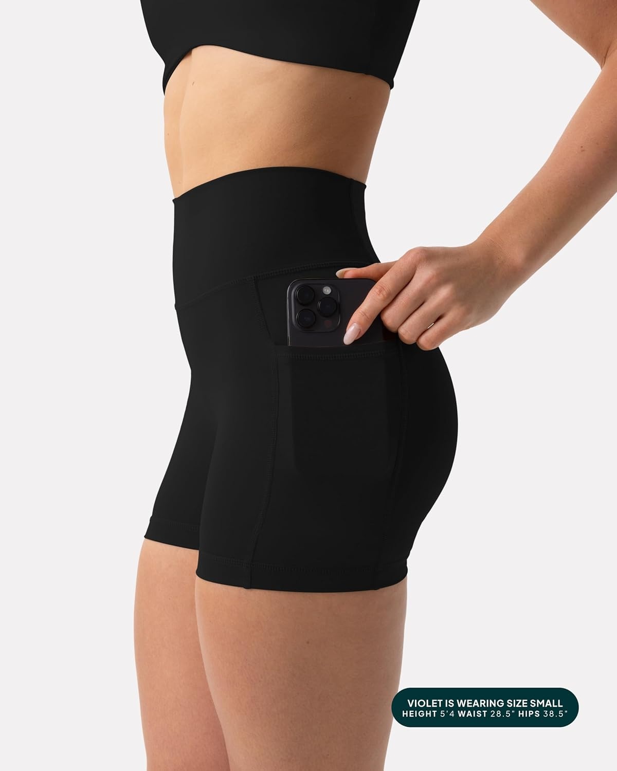 image:imagePAVOI ACTIVE Shorts with Pockets Compressive High Waisted Butt Sculpting 4 amp 6 Womens Biker Shorts HiPerform XXS to 3XBlack