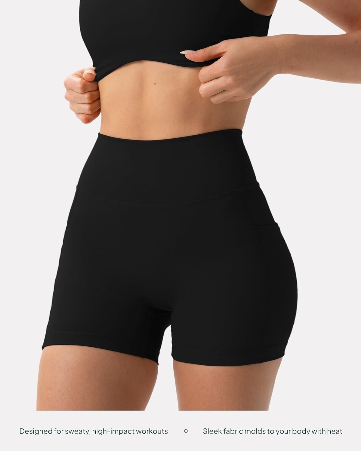 image:imagePAVOI ACTIVE Shorts with Pockets Compressive High Waisted Butt Sculpting 4 amp 6 Womens Biker Shorts HiPerform XXS to 3XBlack