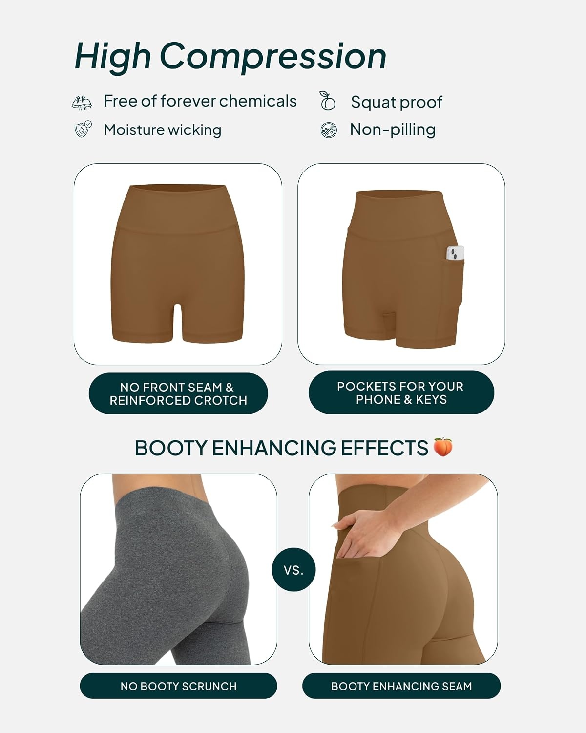 image:imagePAVOI ACTIVE Shorts with Pockets Compressive High Waisted Butt Sculpting 4 amp 6 Womens Biker Shorts HiPerform XXS to 3XCafe