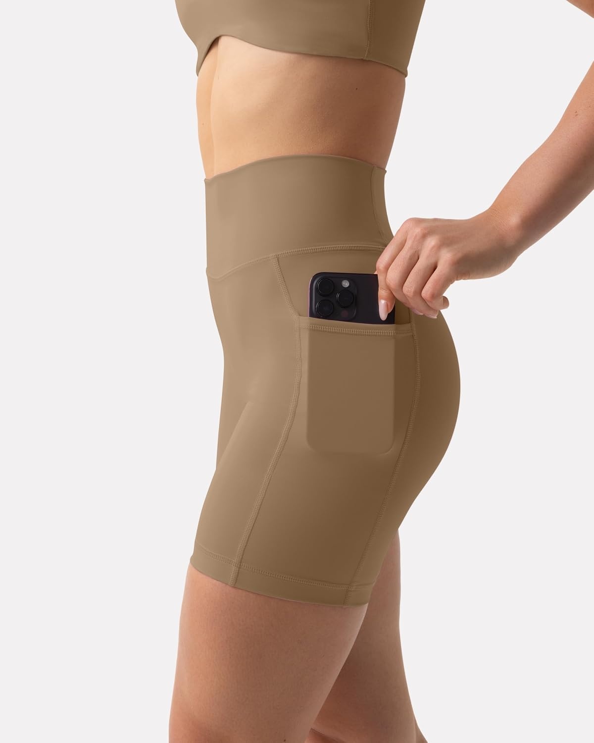image:imagePAVOI ACTIVE Shorts with Pockets Compressive High Waisted Butt Sculpting 4 amp 6 Womens Biker Shorts HiPerform XXS to 3XCafe