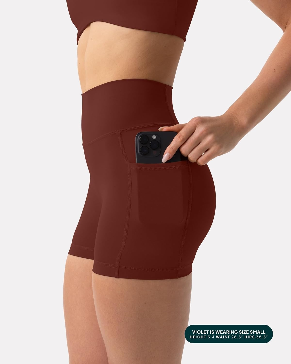 image:imagePAVOI ACTIVE Shorts with Pockets Compressive High Waisted Butt Sculpting 4 amp 6 Womens Biker Shorts HiPerform XXS to 3XChocolate