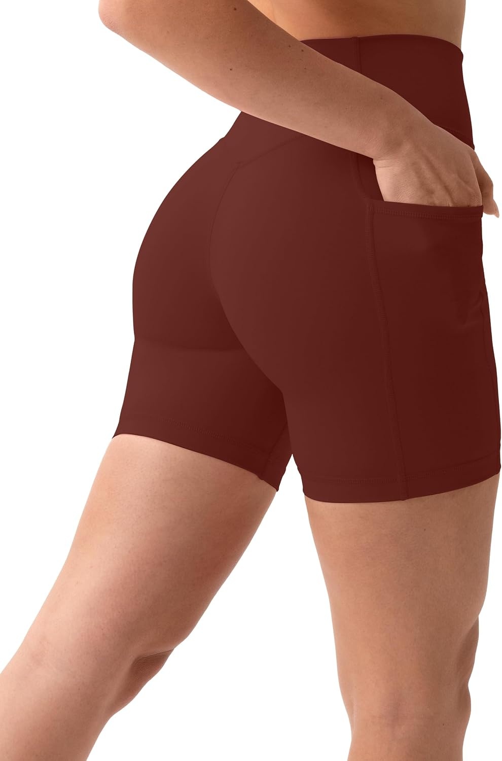 image:imagePAVOI ACTIVE Shorts with Pockets Compressive High Waisted Butt Sculpting 4 amp 6 Womens Biker Shorts HiPerform XXS to 3XChocolate