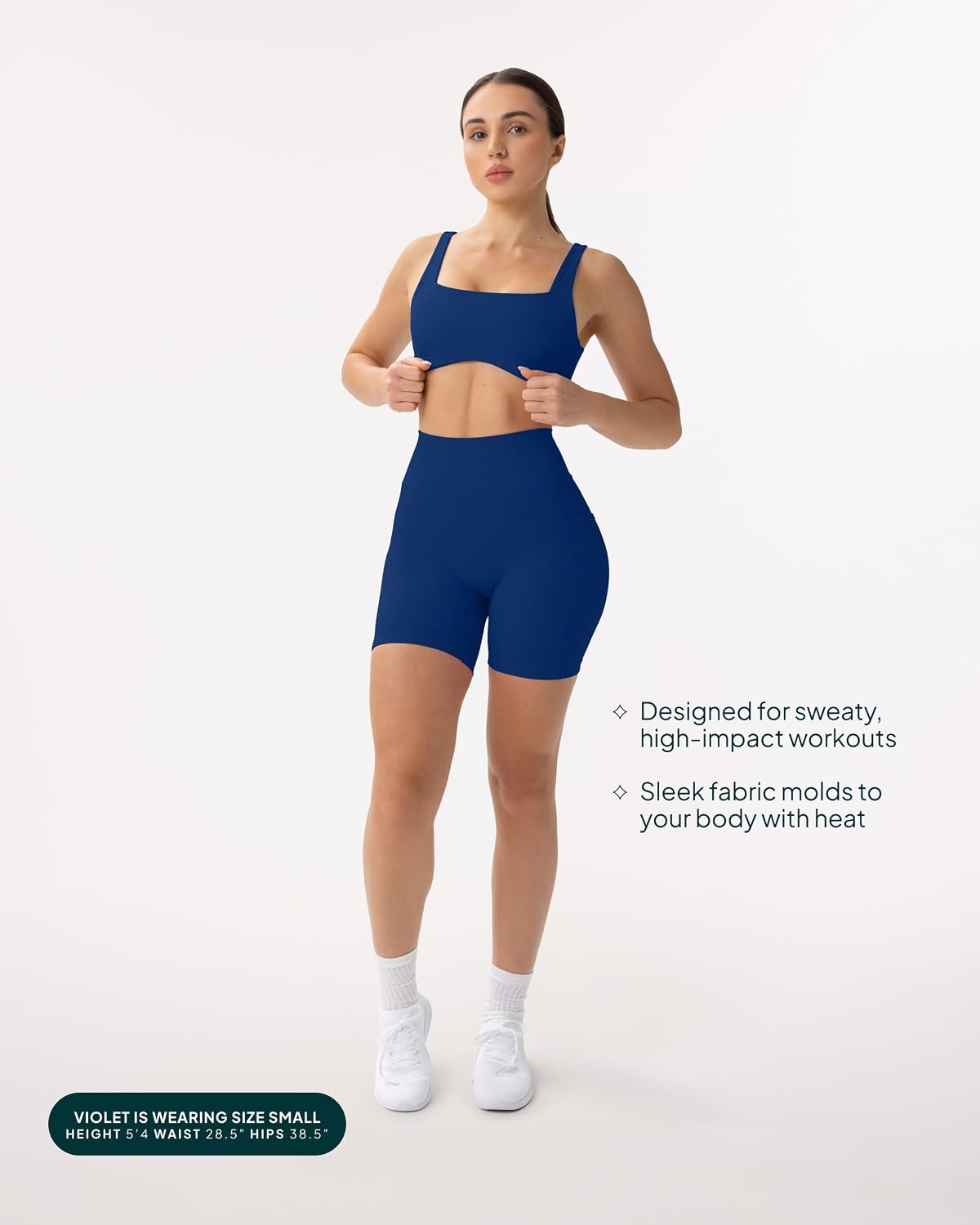 image:imagePAVOI ACTIVE Shorts with Pockets Compressive High Waisted Butt Sculpting 4 amp 6 Womens Biker Shorts HiPerform XXS to 3XIndigo