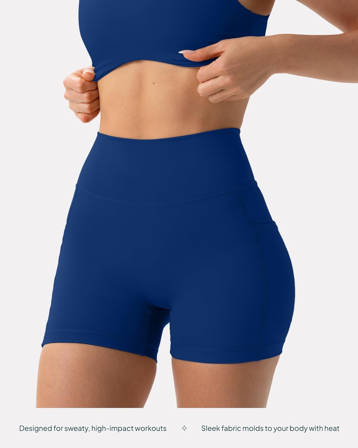image:imagePAVOI ACTIVE Shorts with Pockets Compressive High Waisted Butt Sculpting 4 amp 6 Womens Biker Shorts HiPerform XXS to 3XIndigo