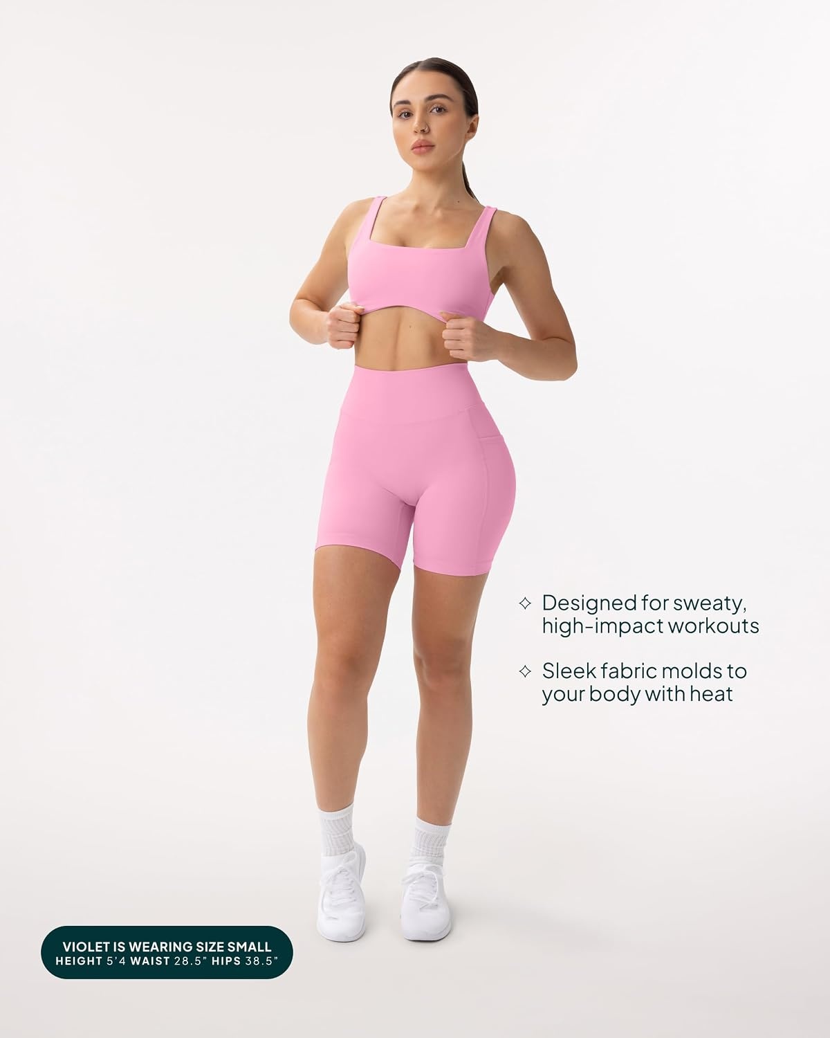 image:imagePAVOI ACTIVE Shorts with Pockets Compressive High Waisted Butt Sculpting 4 amp 6 Womens Biker Shorts HiPerform XXS to 3XPetal