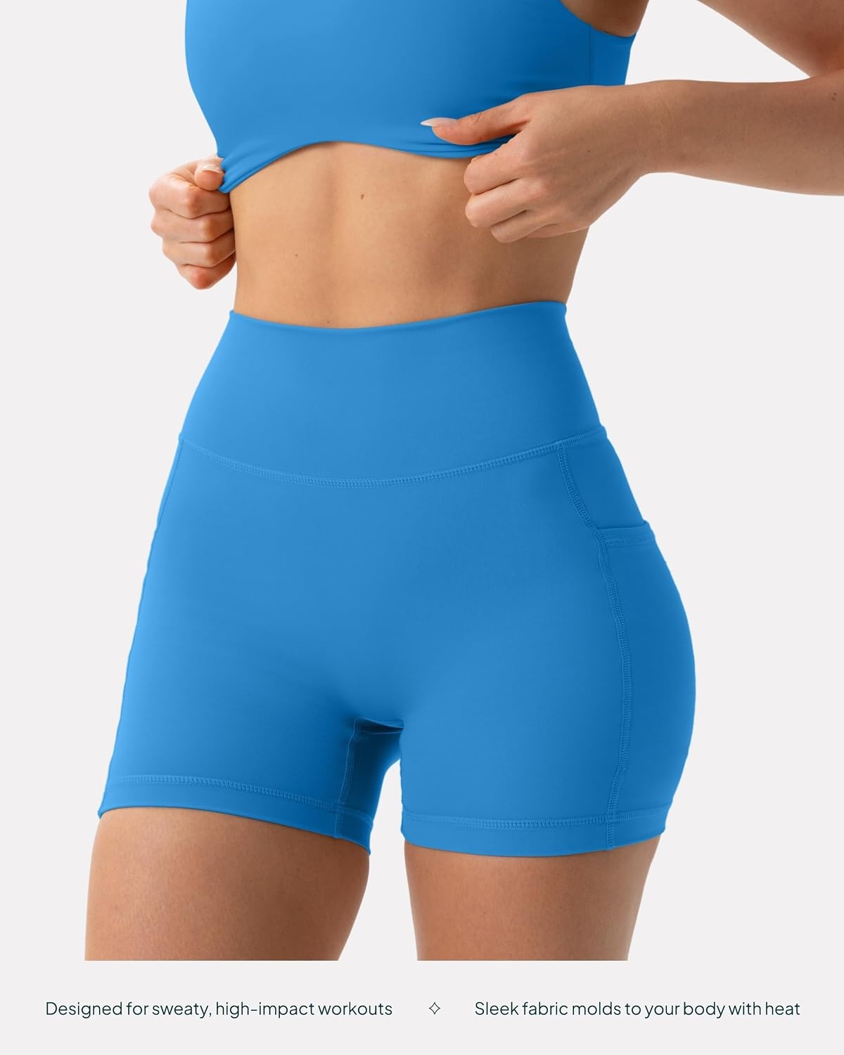image:imagePAVOI ACTIVE Shorts with Pockets Compressive High Waisted Butt Sculpting 4 amp 6 Womens Biker Shorts HiPerform XXS to 3XRoyal Blue