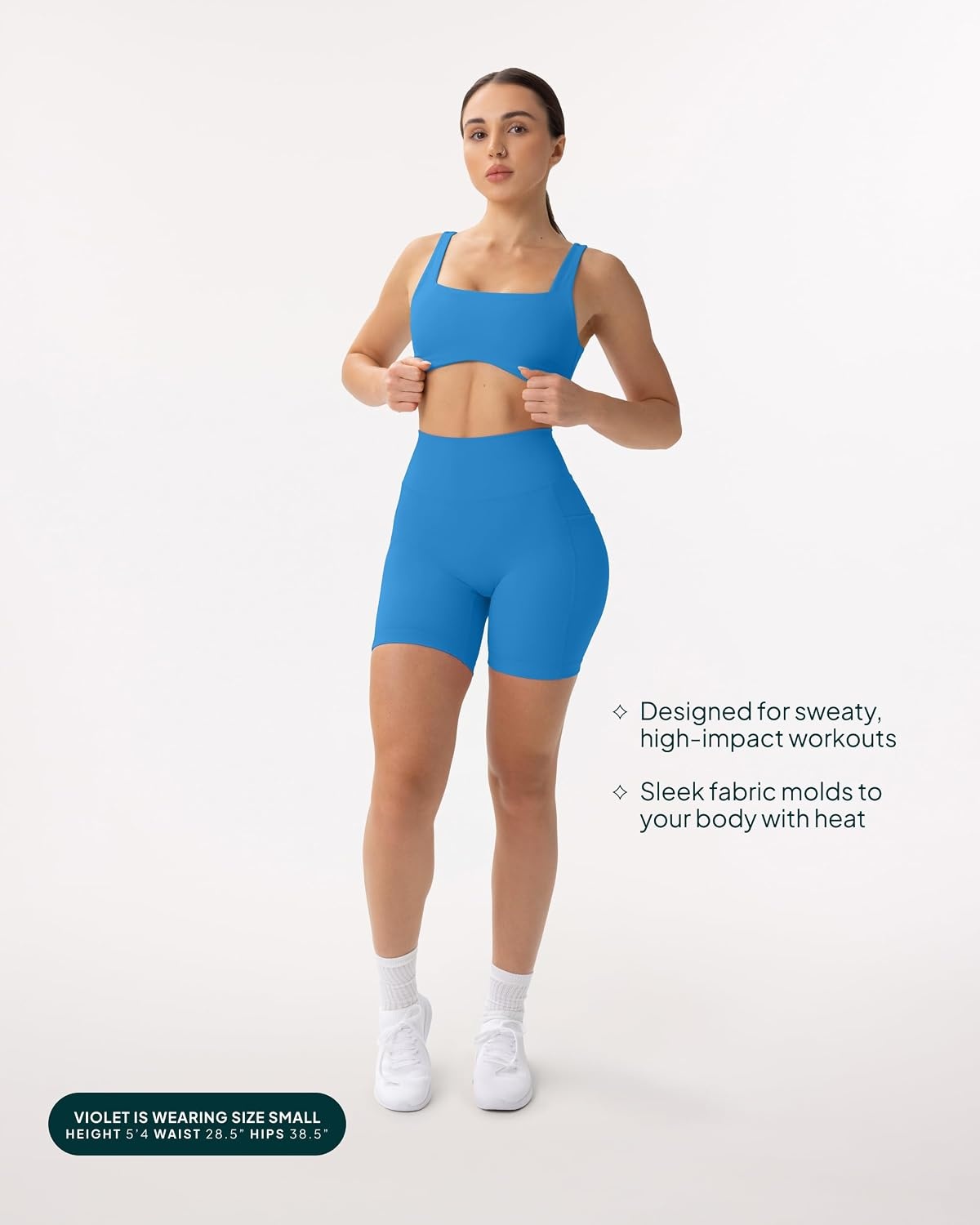 image:imagePAVOI ACTIVE Shorts with Pockets Compressive High Waisted Butt Sculpting 4 amp 6 Womens Biker Shorts HiPerform XXS to 3XRoyal Blue