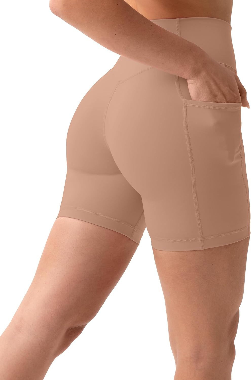 image:imagePAVOI ACTIVE Shorts with Pockets Compressive High Waisted Butt Sculpting 4 amp 6 Womens Biker Shorts HiPerform XXS to 3XSienna