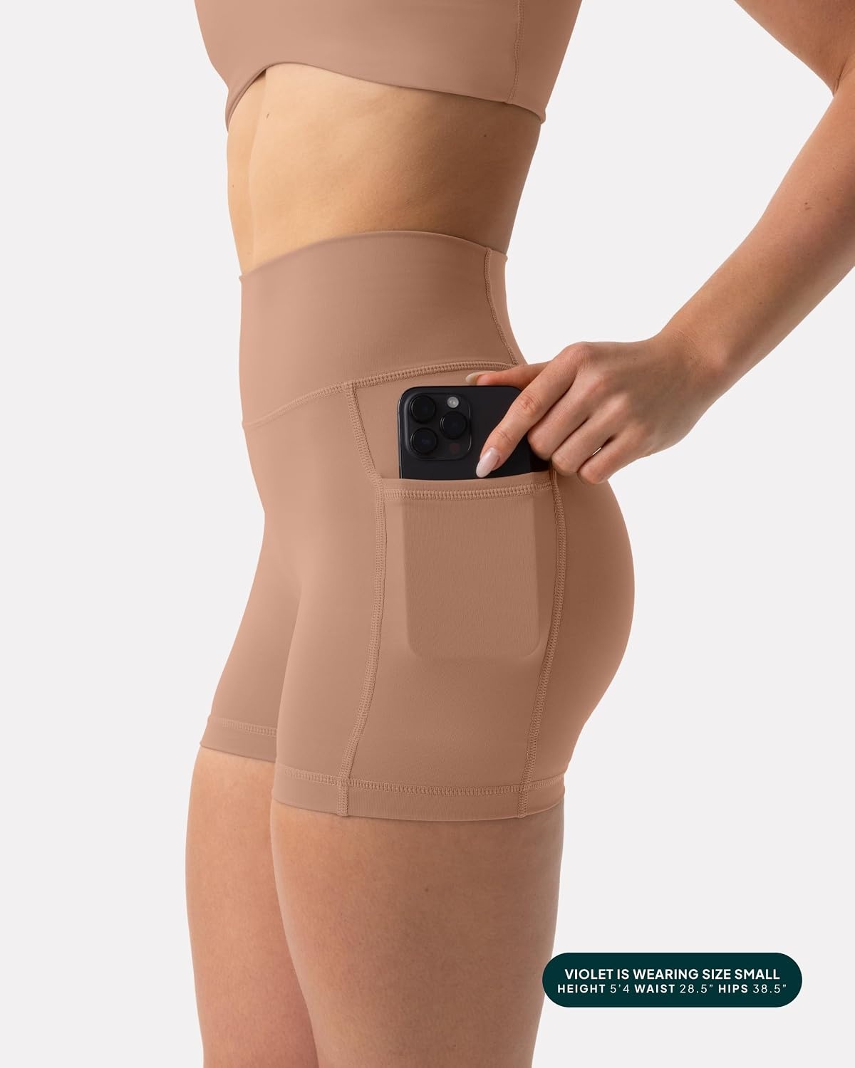 image:imagePAVOI ACTIVE Shorts with Pockets Compressive High Waisted Butt Sculpting 4 amp 6 Womens Biker Shorts HiPerform XXS to 3XSienna
