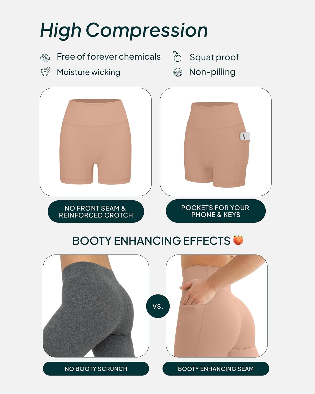 image:imagePAVOI ACTIVE Shorts with Pockets Compressive High Waisted Butt Sculpting 4 amp 6 Womens Biker Shorts HiPerform XXS to 3XSienna