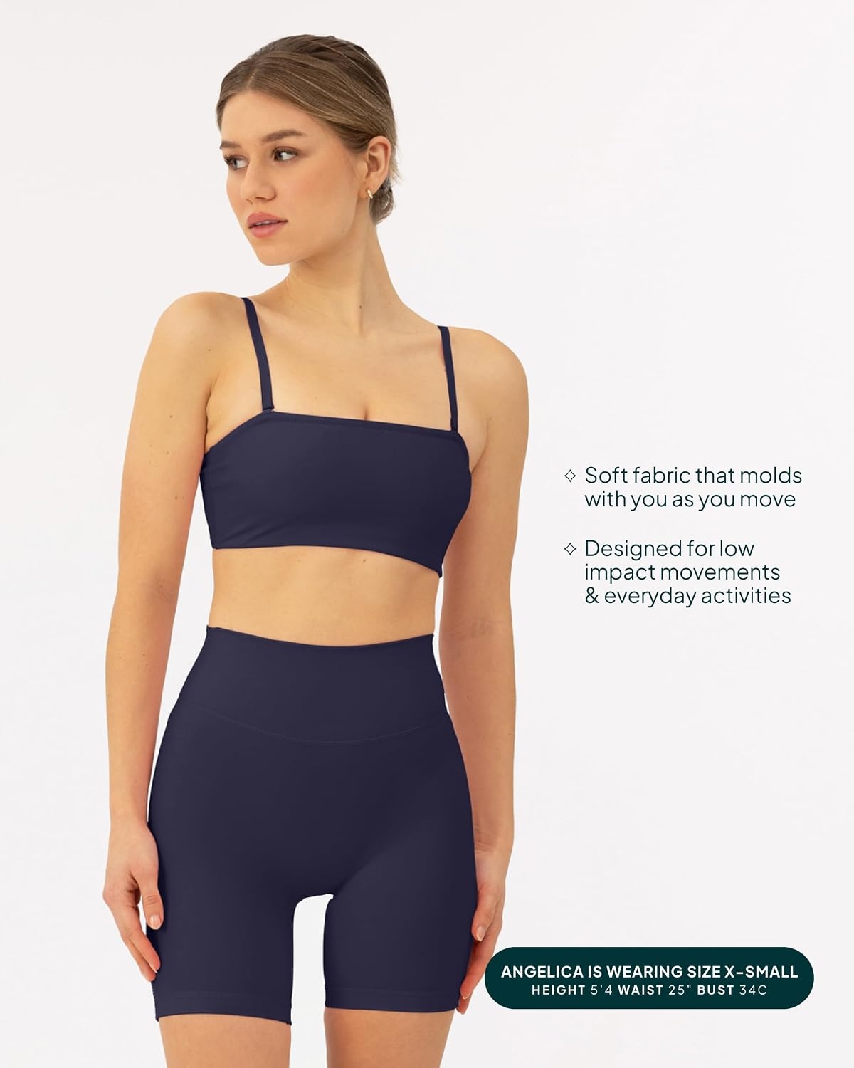 image:imagePAVOI ACTIVE Sports Bandeau Bras for Women Padded Low Support Workout Yoga Bandeau Bra with Convertible Straps FlexFlowTwilight