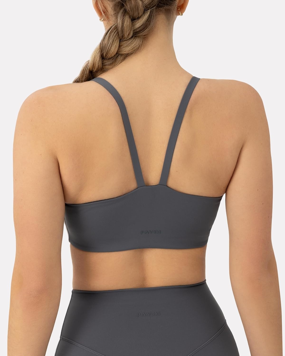 image:imagePAVOI ACTIVE Thin Spaghetti Strap Sports Bra for Women Medium Support Buttery Soft Scoop Neck Workout Yoga Bras FlexFlowThunder