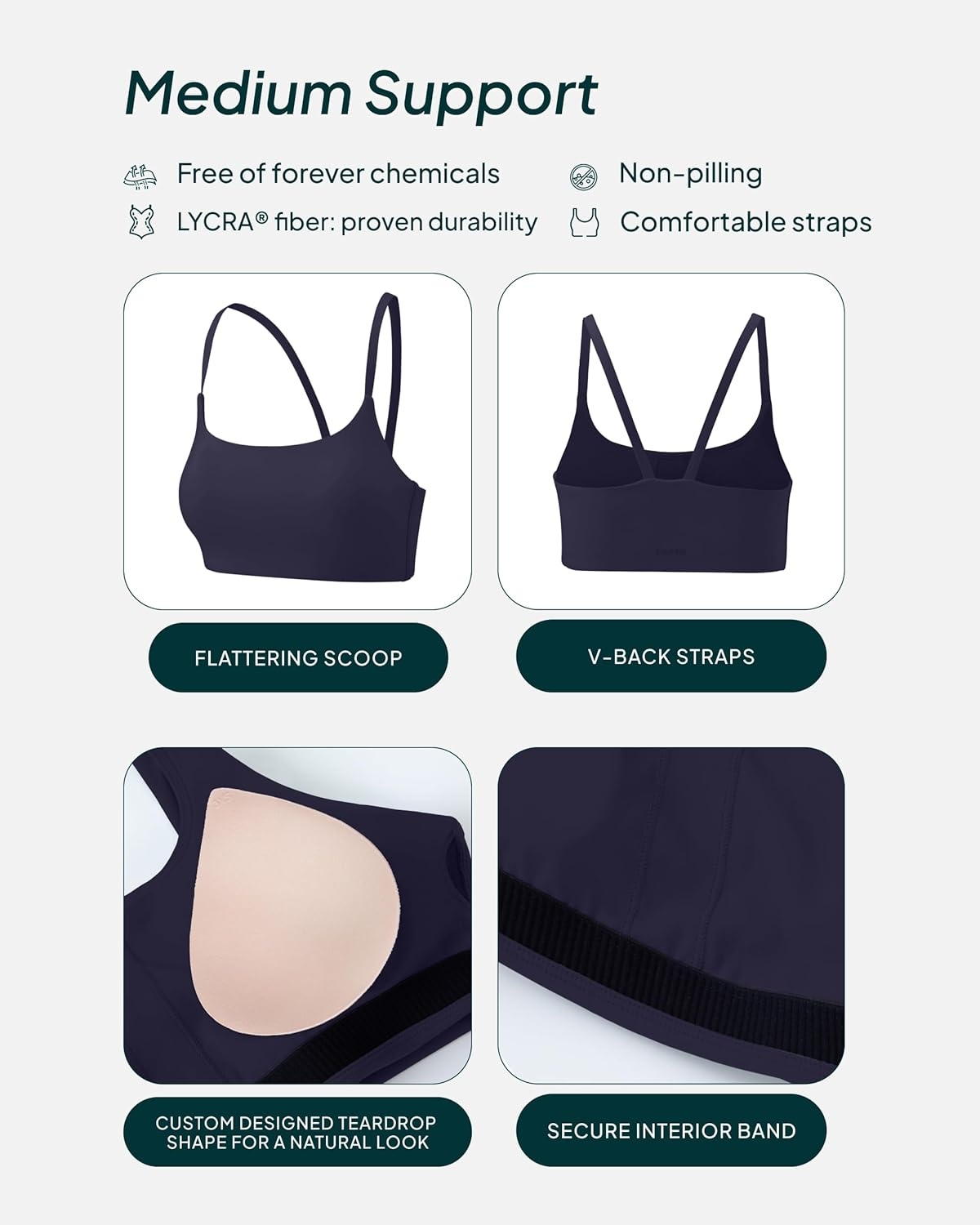 image:imagePAVOI ACTIVE Thin Spaghetti Strap Sports Bra for Women Medium Support Buttery Soft Scoop Neck Workout Yoga Bras FlexFlowTwilight