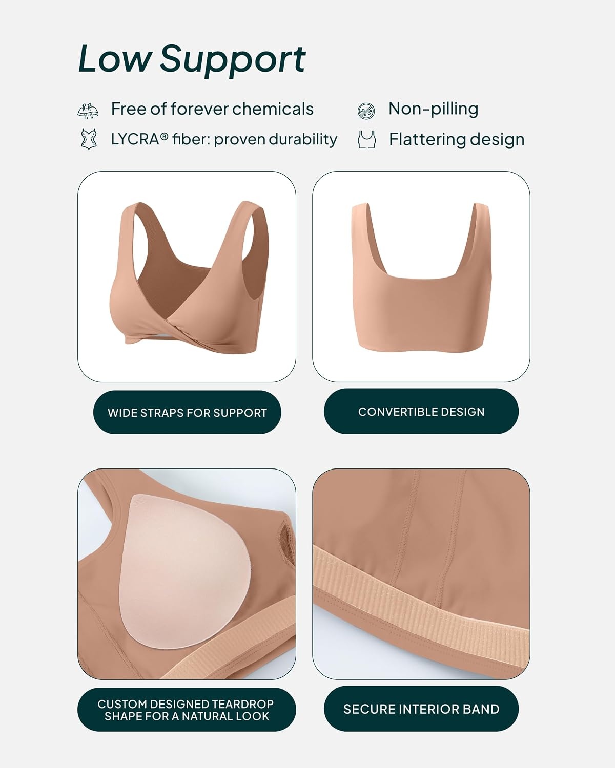 image:imagePAVOI ACTIVE Two Ways Twist Sports Bra for Women Customizable Coverage Convertible Twist Front amp Back Workout Bra FlexFlowSienna