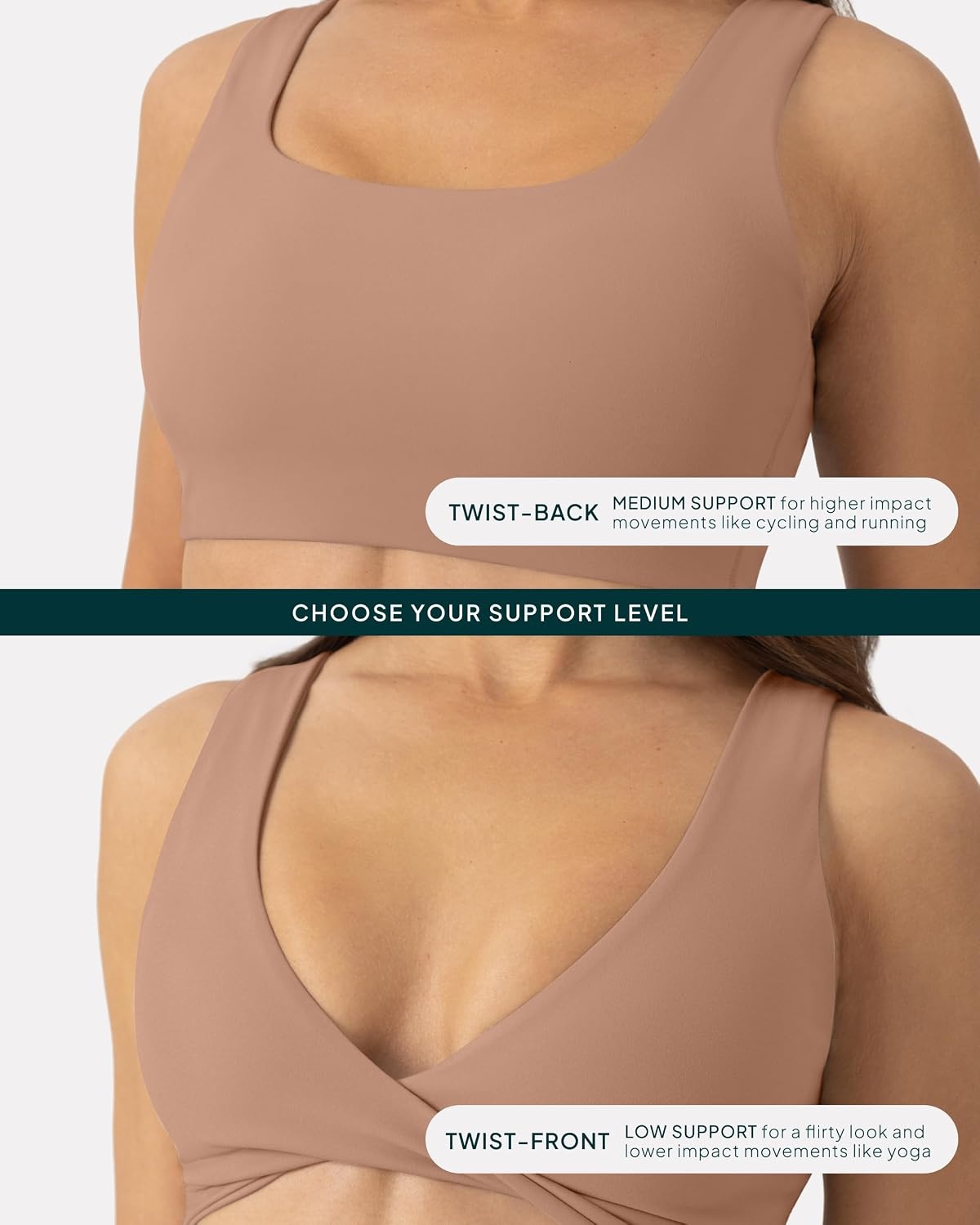 image:imagePAVOI ACTIVE Two Ways Twist Sports Bra for Women Customizable Coverage Convertible Twist Front amp Back Workout Bra FlexFlowSienna