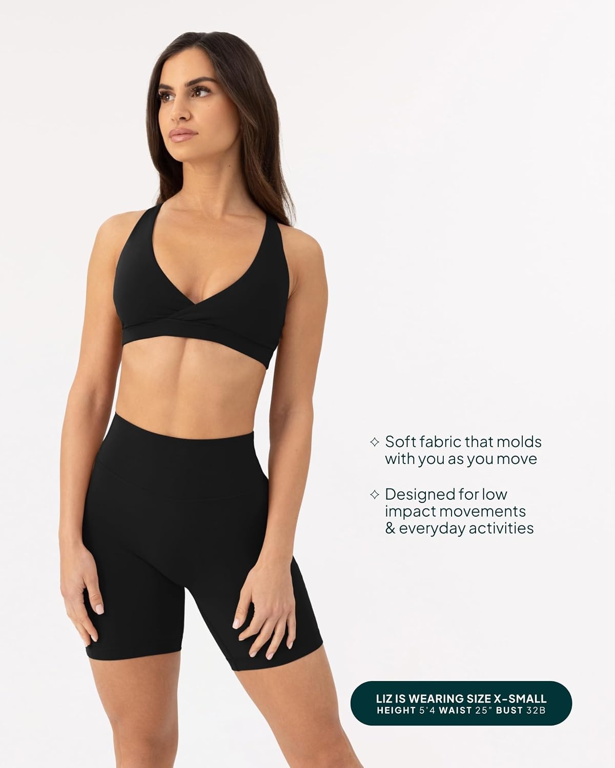 image:imagePAVOI ACTIVE V Neck Sports Bra for Women Low Support Yoga Adjustable Straps Deep V Plunge Bra Removable Pads FlexFlowBlack
