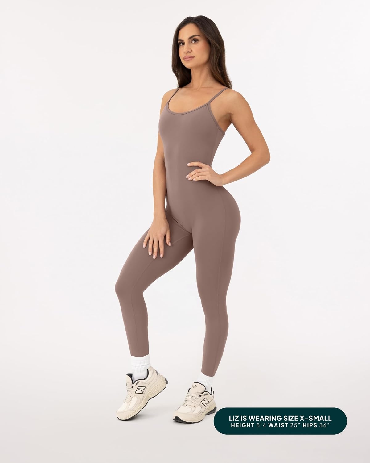 image:imagePAVOI ACTIVE Workout One Piece Jumpsuits for Women Adjustable Straps Low Back Shelf Bra FullLength Gym Romper HiPerformTeak