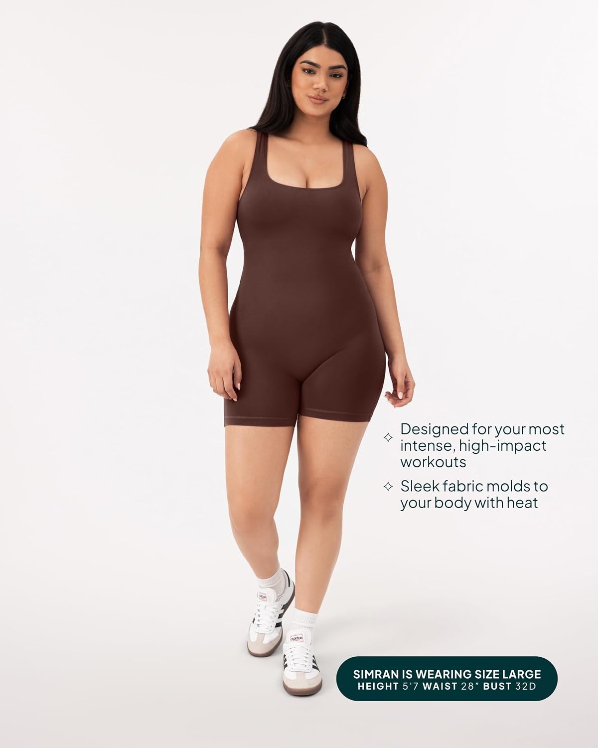 image:imagePAVOI ACTIVE Workout OnePiece for Women Square Neck Gym Bodysuit BuiltIn Shelf Bra 5 Romper Jumpsuit Shorts HiPerformCocoa