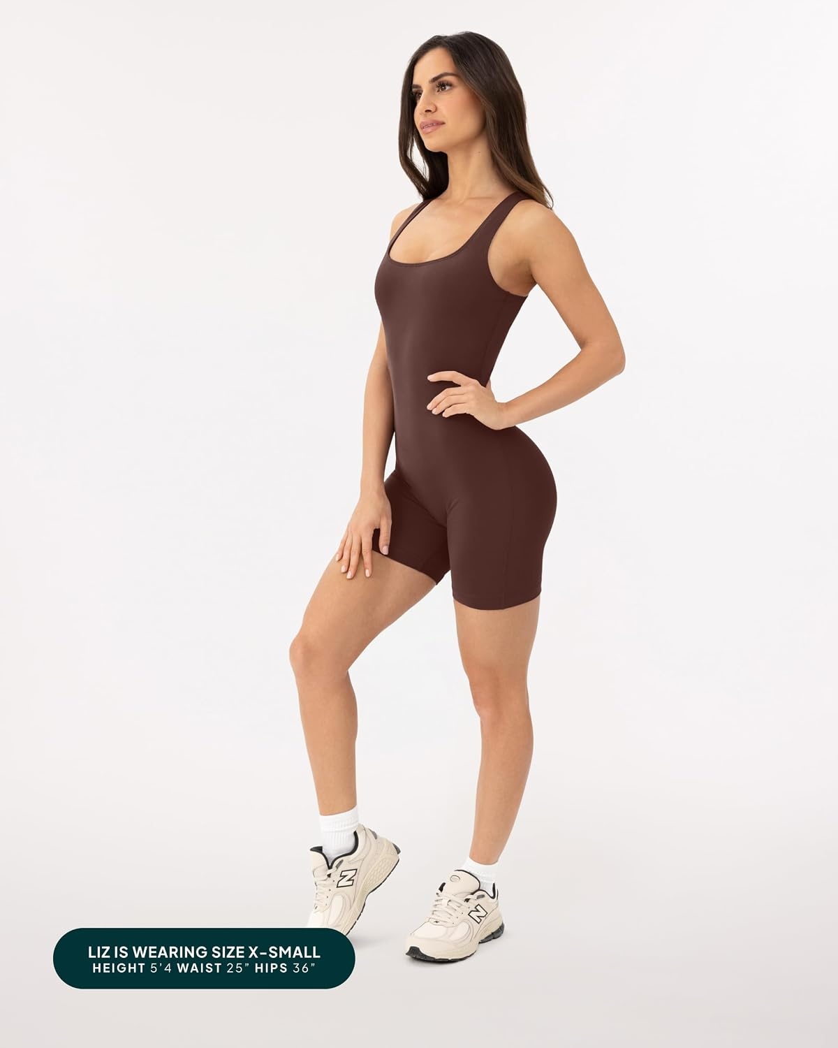 image:imagePAVOI ACTIVE Workout OnePiece for Women Square Neck Gym Bodysuit BuiltIn Shelf Bra 5 Romper Jumpsuit Shorts HiPerformCocoa