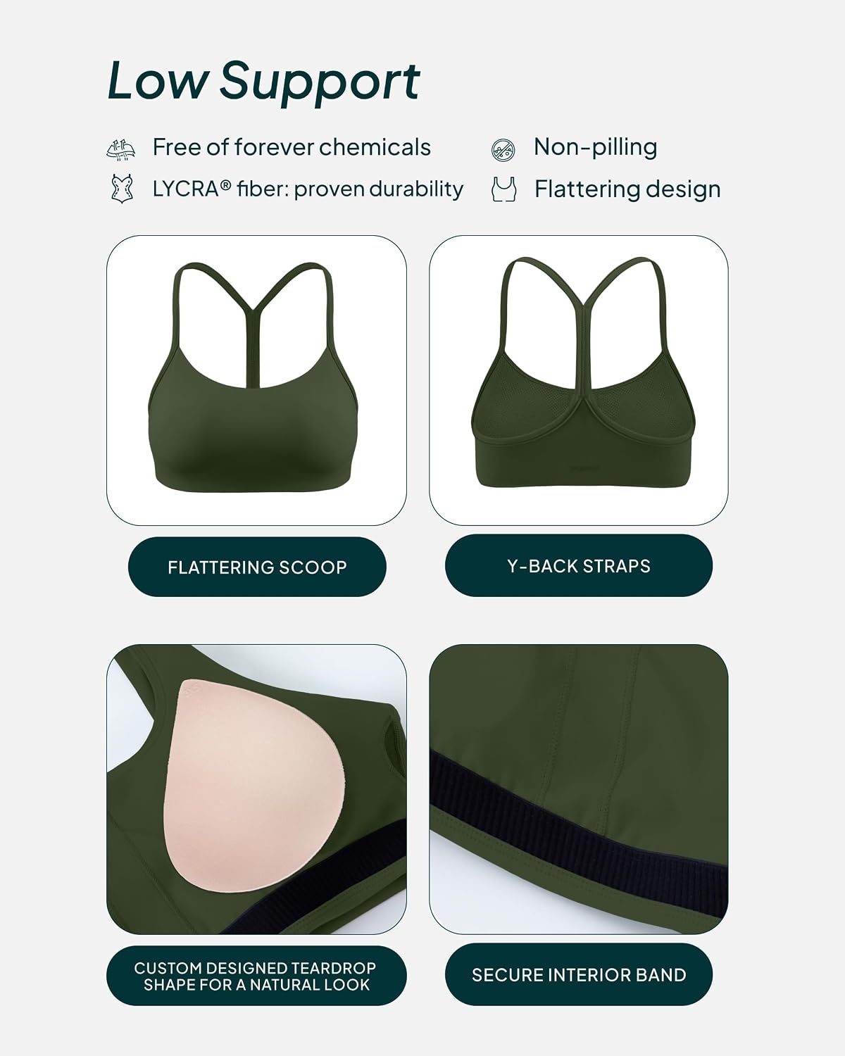 image:imagePAVOI ACTIVE Yoga Racerback Bras for Women Buttery Soft Low Support Scoop Neck YBack Thin Strap Sports Bra FlexFlowArmy