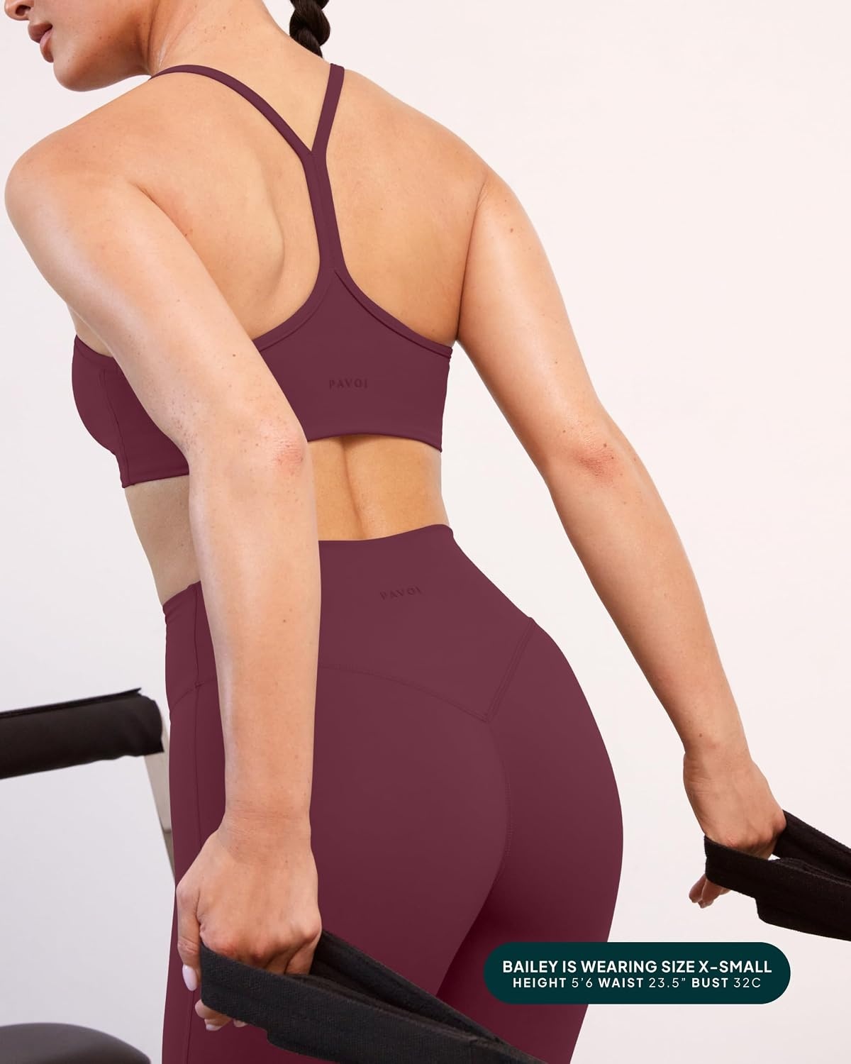 image:imagePAVOI ACTIVE Yoga Racerback Bras for Women Buttery Soft Low Support Scoop Neck YBack Thin Strap Sports Bra FlexFlowBordeaux