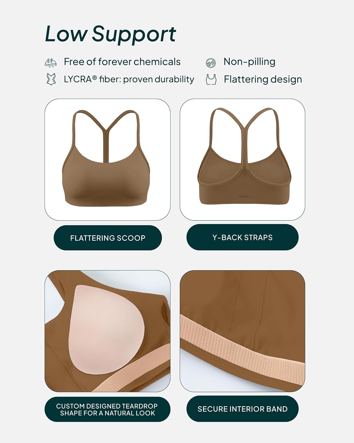 image:imagePAVOI ACTIVE Yoga Racerback Bras for Women Buttery Soft Low Support Scoop Neck YBack Thin Strap Sports Bra FlexFlowCafe