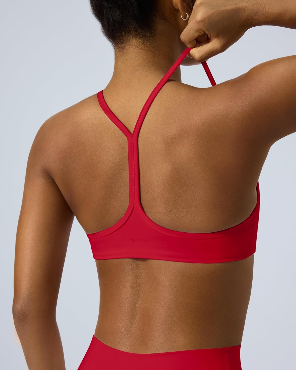 image:imagePAVOI ACTIVE Yoga Racerback Bras for Women Buttery Soft Low Support Scoop Neck YBack Thin Strap Sports Bra FlexFlowChilli Red