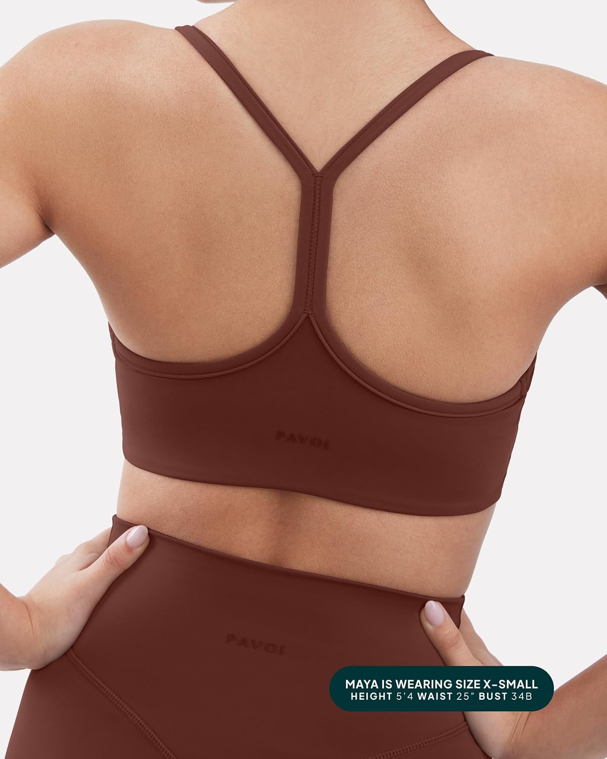 image:imagePAVOI ACTIVE Yoga Racerback Bras for Women Buttery Soft Low Support Scoop Neck YBack Thin Strap Sports Bra FlexFlowChocolate