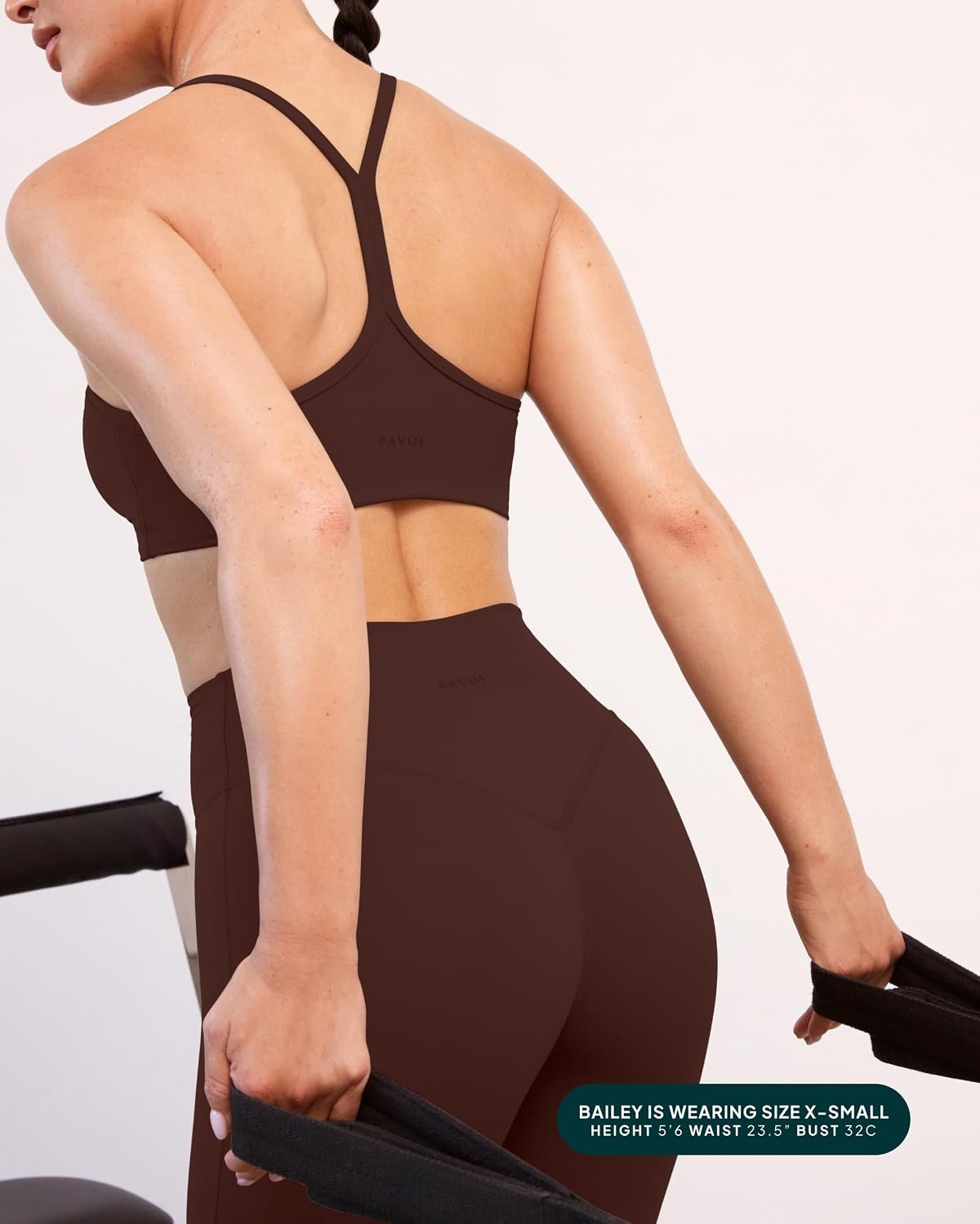 image:imagePAVOI ACTIVE Yoga Racerback Bras for Women Buttery Soft Low Support Scoop Neck YBack Thin Strap Sports Bra FlexFlowCocoa