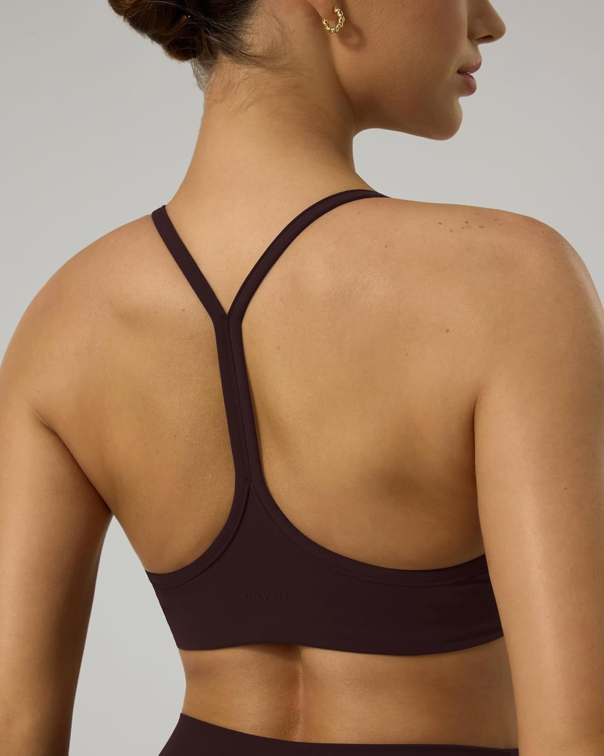 image:imagePAVOI ACTIVE Yoga Racerback Bras for Women Buttery Soft Low Support Scoop Neck YBack Thin Strap Sports Bra FlexFlowEspresso