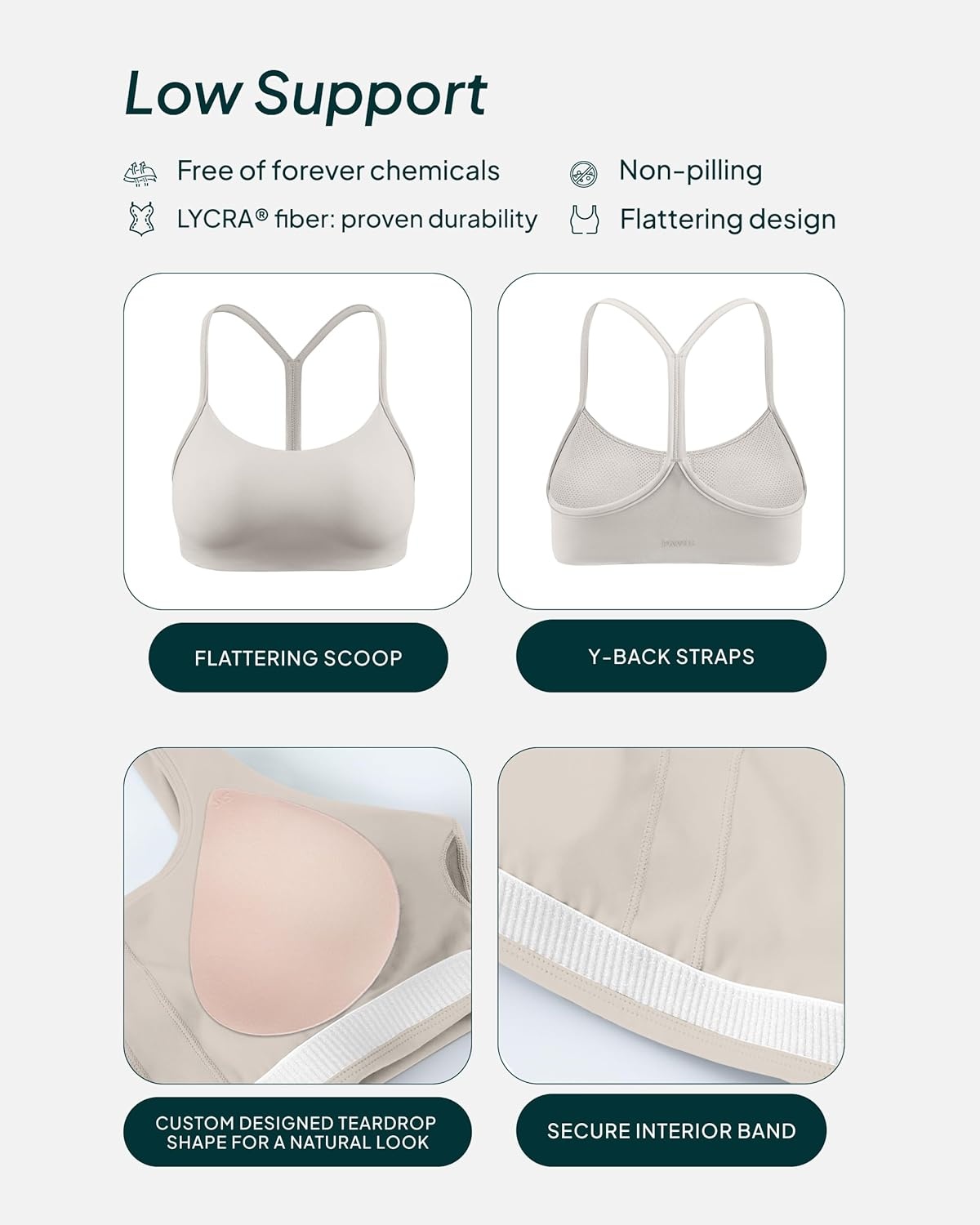 image:imagePAVOI ACTIVE Yoga Racerback Bras for Women Buttery Soft Low Support Scoop Neck YBack Thin Strap Sports Bra FlexFlowMoon