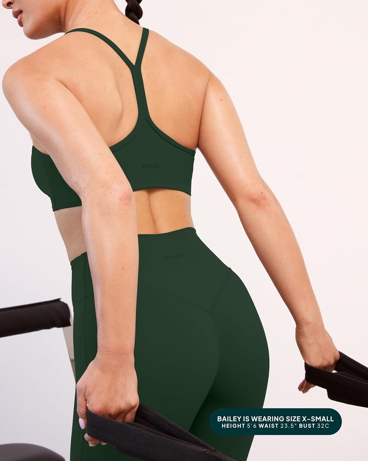 image:imagePAVOI ACTIVE Yoga Racerback Bras for Women Buttery Soft Low Support Scoop Neck YBack Thin Strap Sports Bra FlexFlowPine Green