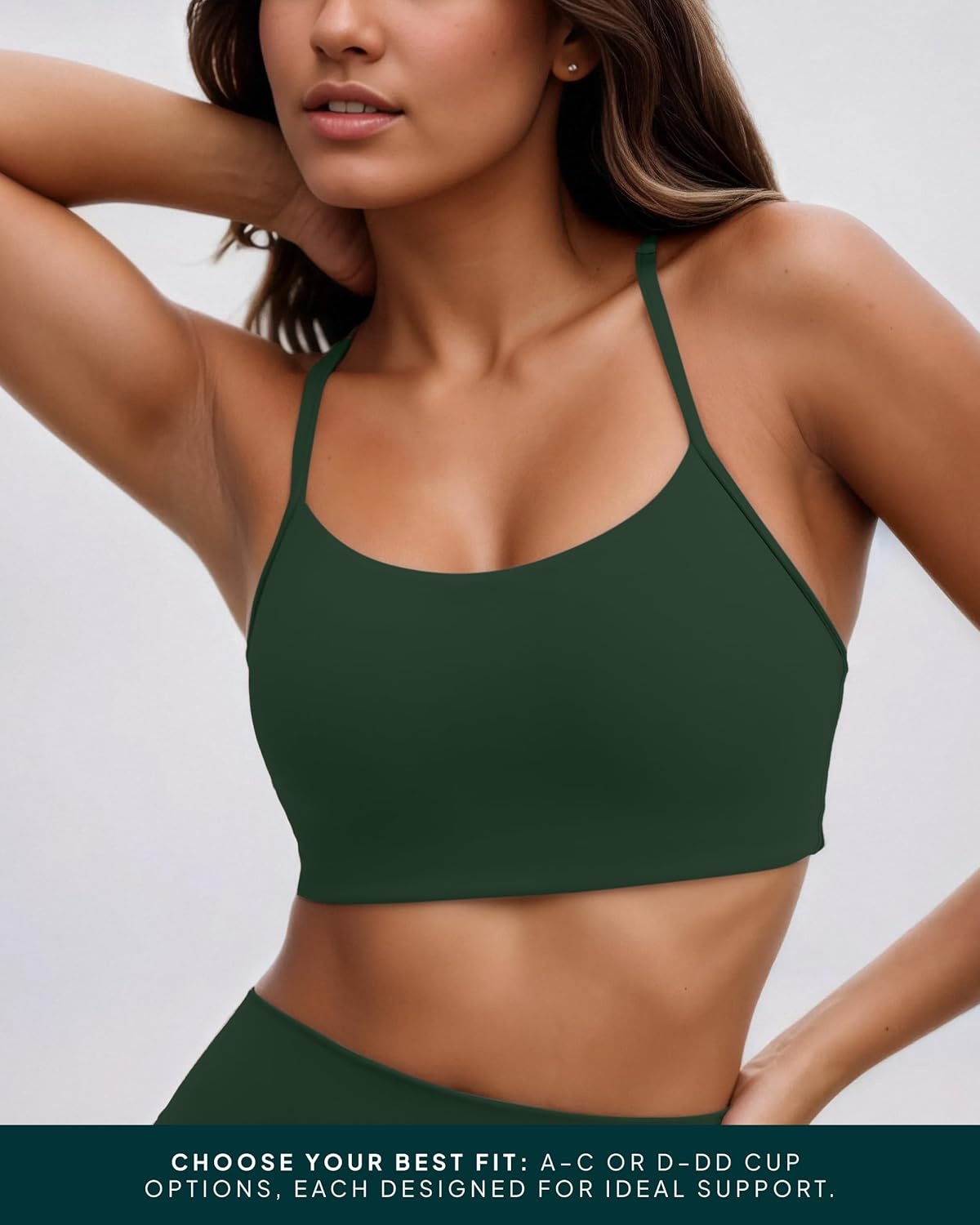 image:imagePAVOI ACTIVE Yoga Racerback Bras for Women Buttery Soft Low Support Scoop Neck YBack Thin Strap Sports Bra FlexFlowPine Green