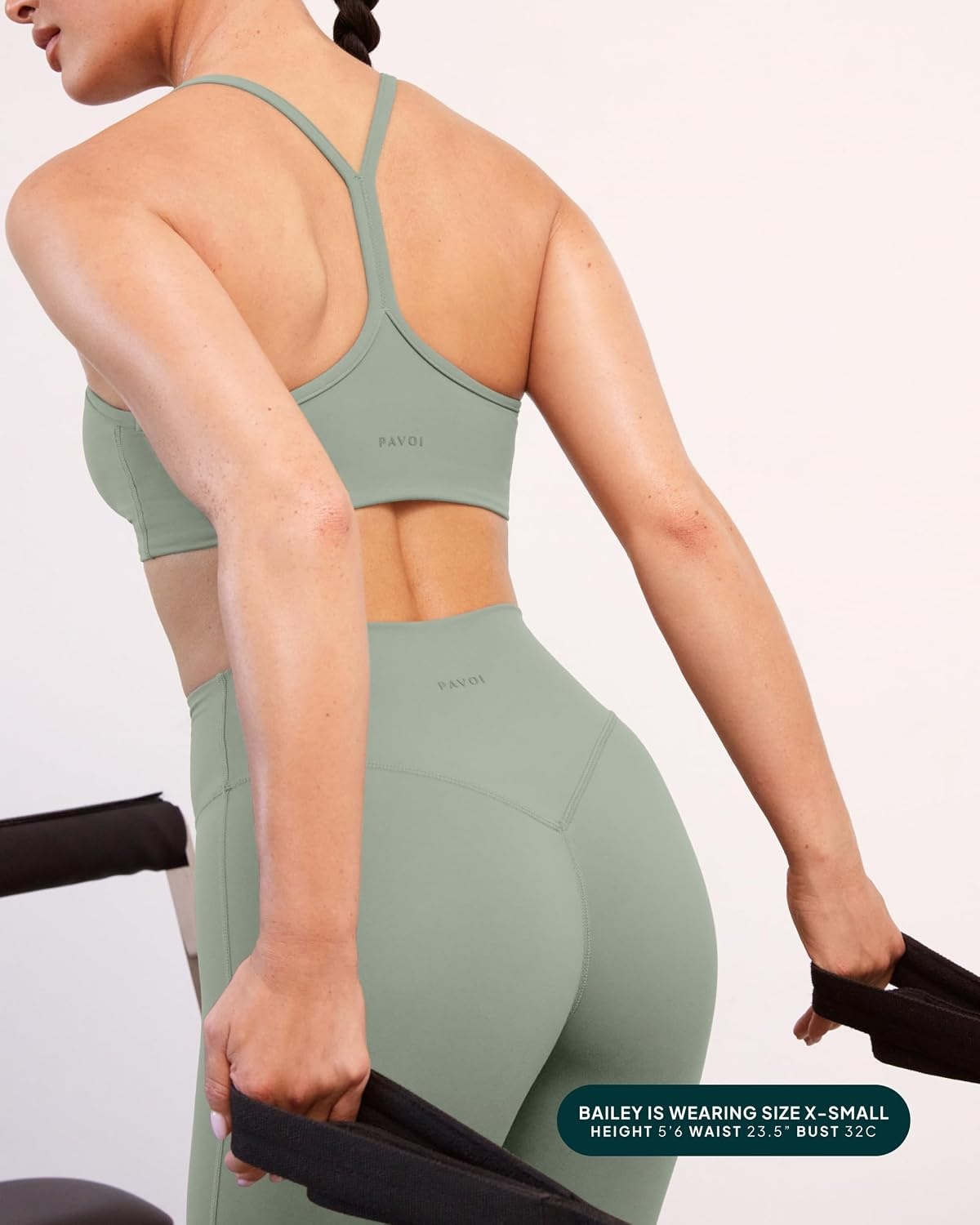 image:imagePAVOI ACTIVE Yoga Racerback Bras for Women Buttery Soft Low Support Scoop Neck YBack Thin Strap Sports Bra FlexFlowSage
