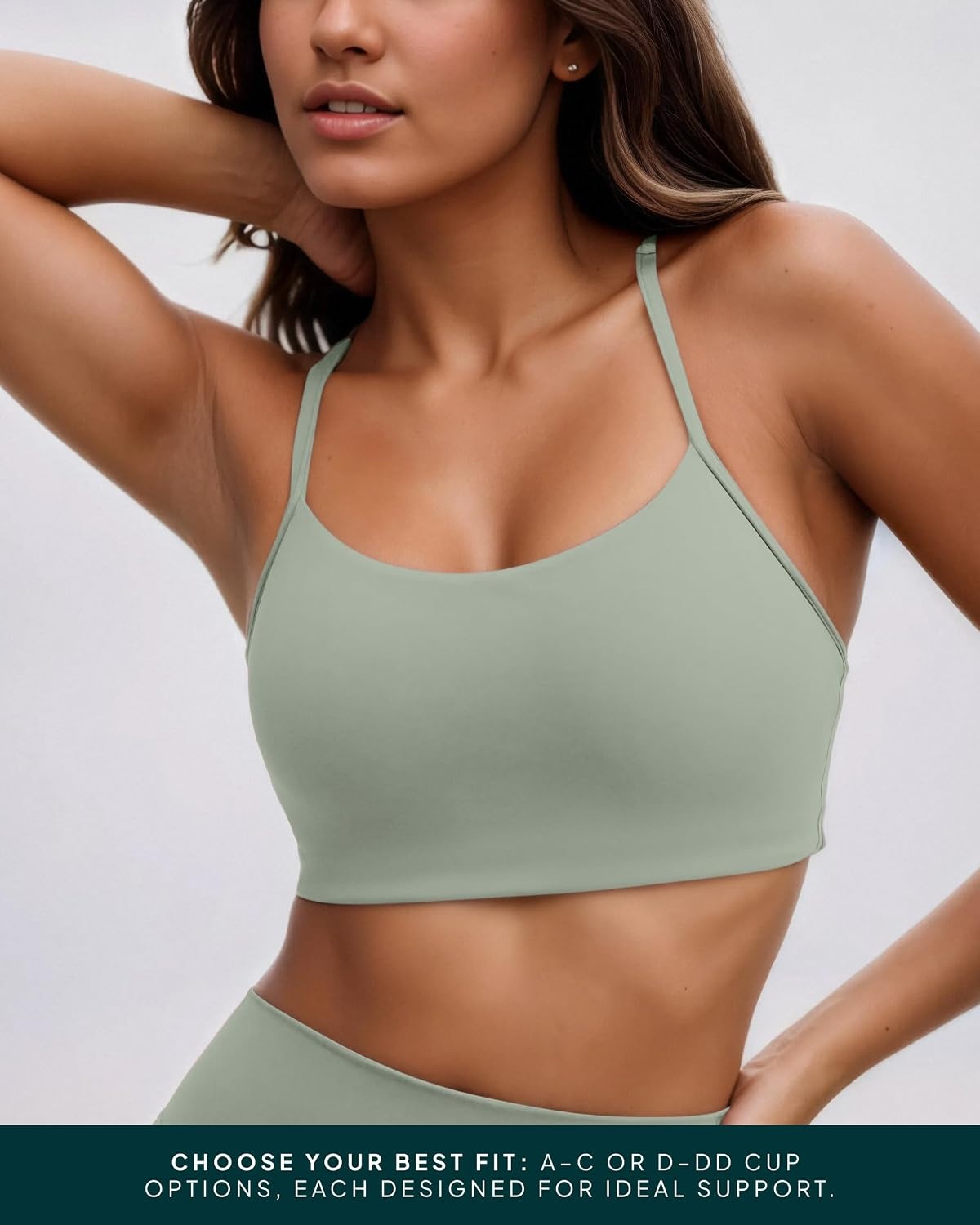 image:imagePAVOI ACTIVE Yoga Racerback Bras for Women Buttery Soft Low Support Scoop Neck YBack Thin Strap Sports Bra FlexFlowSage