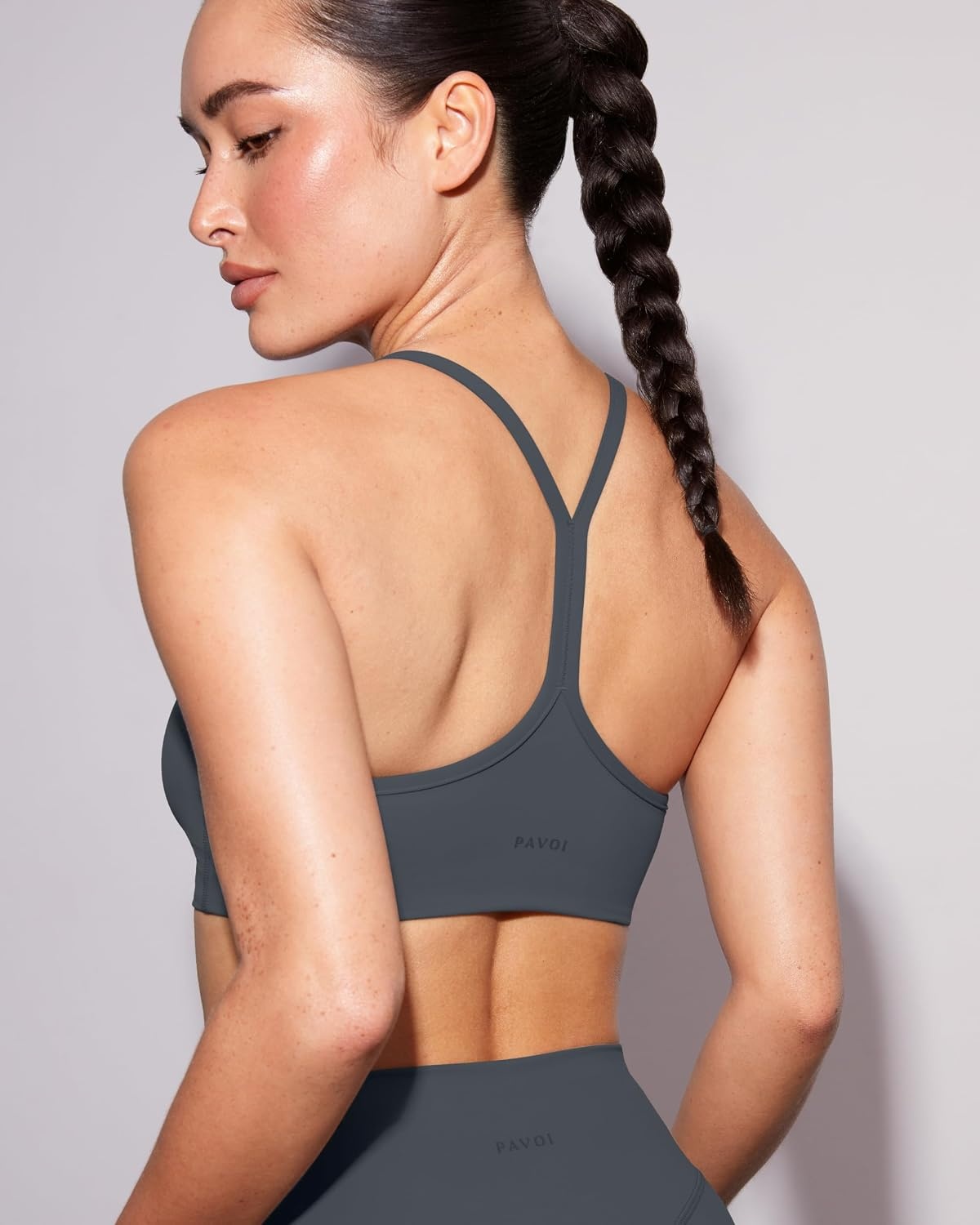 image:imagePAVOI ACTIVE Yoga Racerback Bras for Women Buttery Soft Low Support Scoop Neck YBack Thin Strap Sports Bra FlexFlowThunder