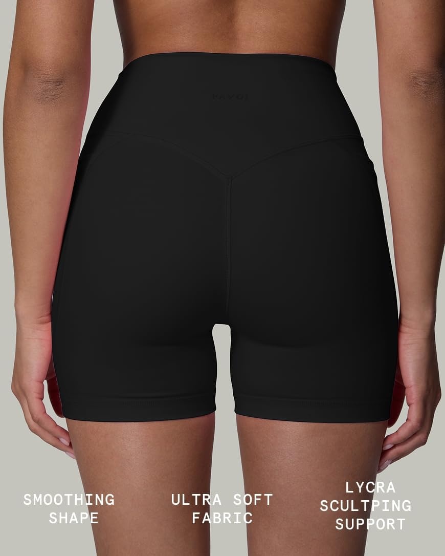image:imagePAVOI ACTIVE Yoga Shorts for Women High Waisted Gym Shorts Buttery Soft Biker Workout Shorts 4 amp 6 Compression FitBlack