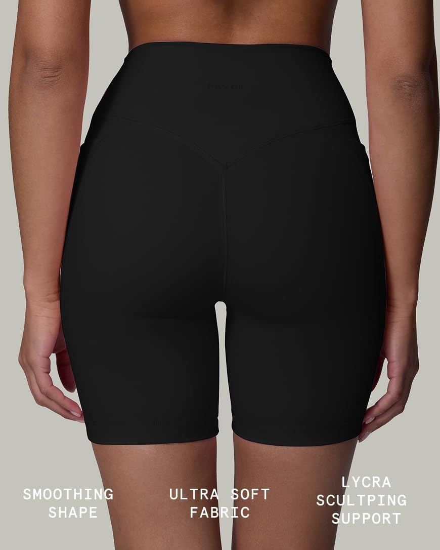 image:imagePAVOI ACTIVE Yoga Shorts for Women High Waisted Gym Shorts Buttery Soft Biker Workout Shorts 4 amp 6 Compression FitBlack