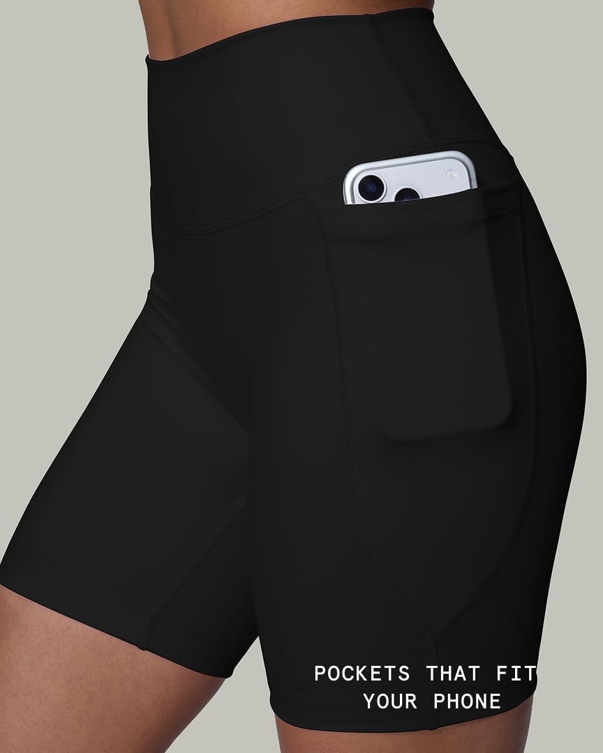 image:imagePAVOI ACTIVE Yoga Shorts for Women High Waisted Gym Shorts Buttery Soft Biker Workout Shorts 4 amp 6 Compression FitBlack