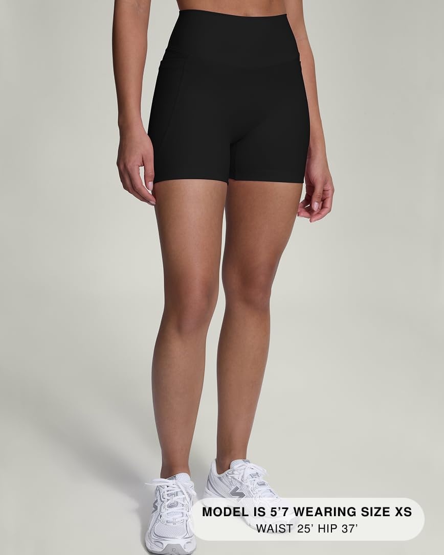 image:imagePAVOI ACTIVE Yoga Shorts for Women High Waisted Gym Shorts Buttery Soft Biker Workout Shorts 4 amp 6 Compression FitBlack