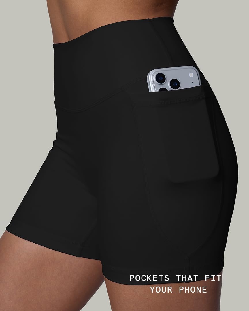 image:imagePAVOI ACTIVE Yoga Shorts for Women High Waisted Gym Shorts Buttery Soft Biker Workout Shorts 4 amp 6 Compression FitBlack