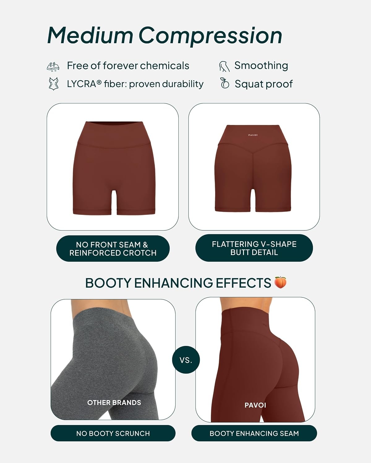 image:imagePAVOI ACTIVE Yoga Shorts for Women High Waisted Gym Shorts Buttery Soft Biker Workout Shorts 4 amp 6 Compression FitChocolate
