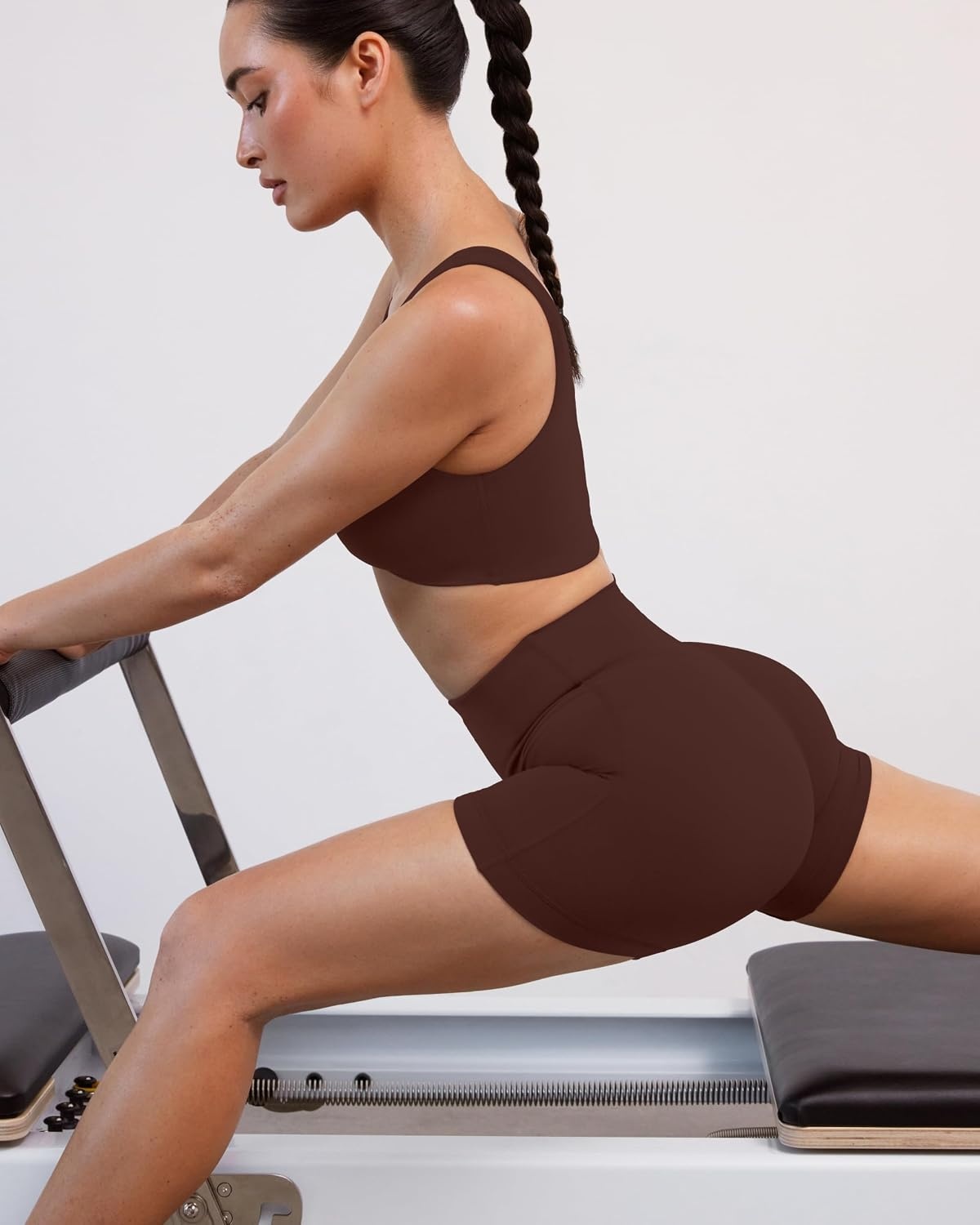 image:imagePAVOI ACTIVE Yoga Shorts for Women High Waisted Gym Shorts Buttery Soft Biker Workout Shorts 4 amp 6 Compression FitCocoa