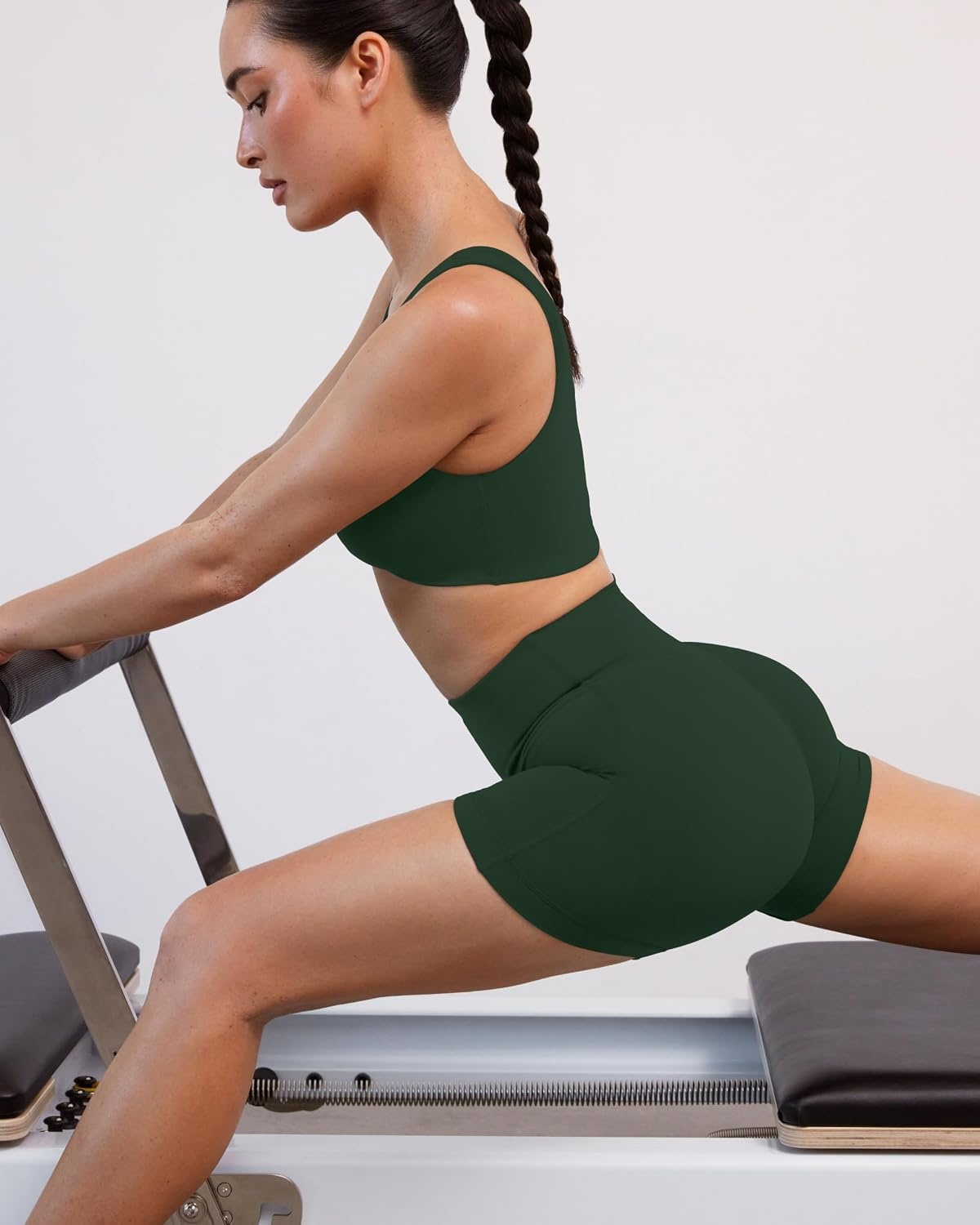 image:imagePAVOI ACTIVE Yoga Shorts for Women High Waisted Gym Shorts Buttery Soft Biker Workout Shorts 4 amp 6 Compression FitPine Green