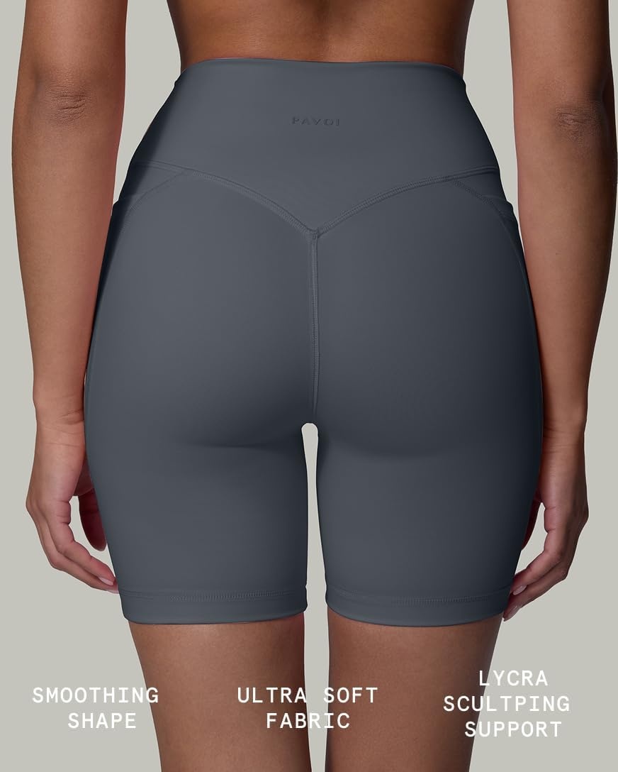 image:imagePAVOI ACTIVE Yoga Shorts for Women High Waisted Gym Shorts Buttery Soft Biker Workout Shorts 4 amp 6 Compression FitThunder